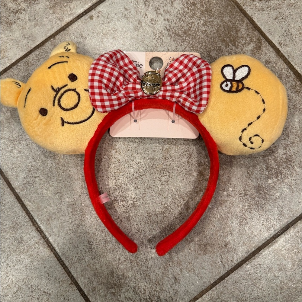 Disney x primark Winnie the Pooh Red Gingham Bow Plush Ear Headband